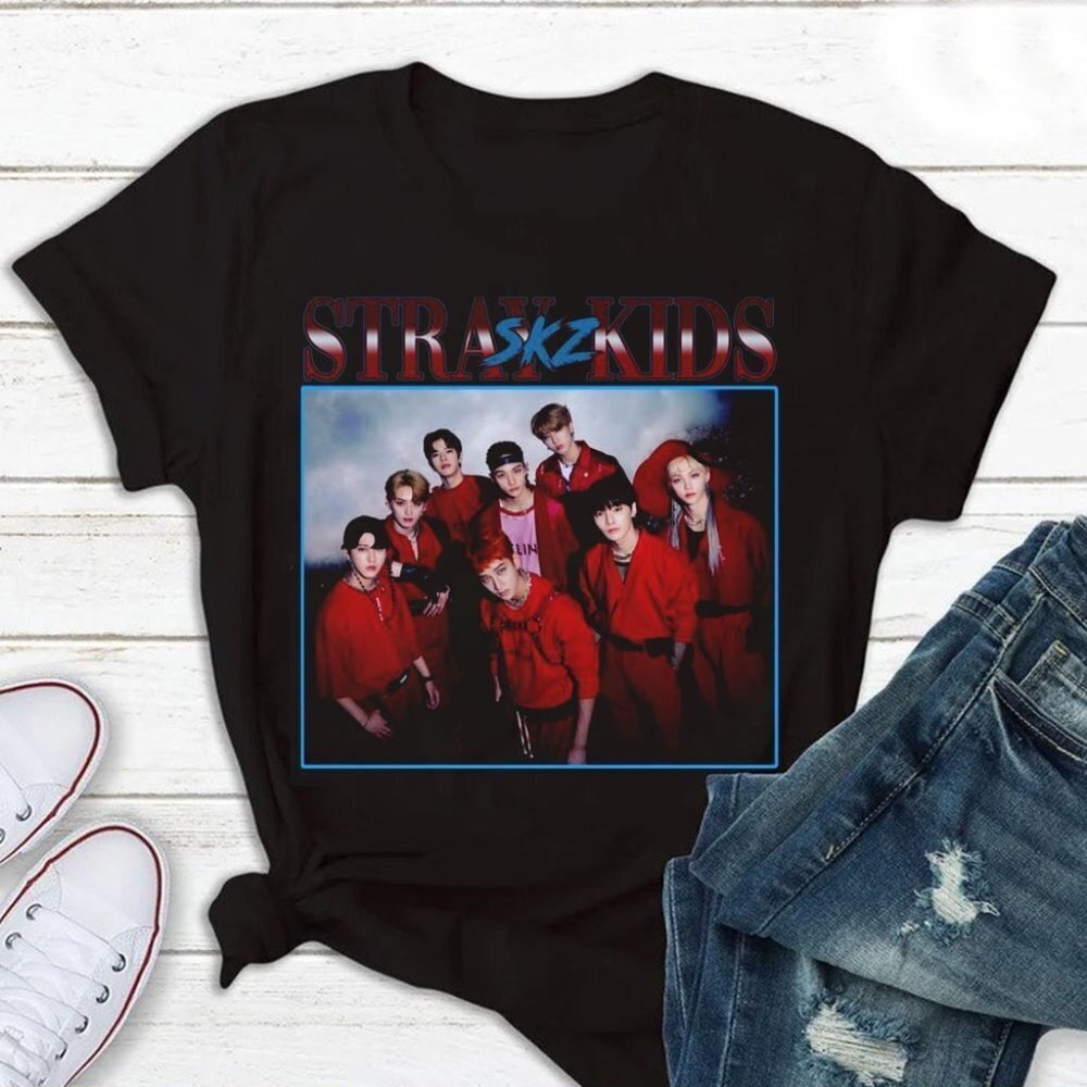 Stray Kids Skz Tshirt Kpop Fans Gift Tee Shirt Dancing Music Tee